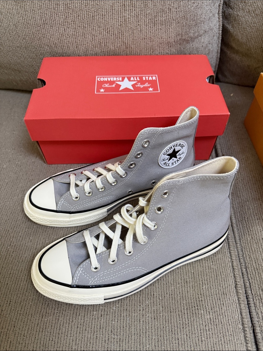 Converse High Top Sneakers in Light Gray and Cream